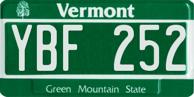 VT license plate YBF252
