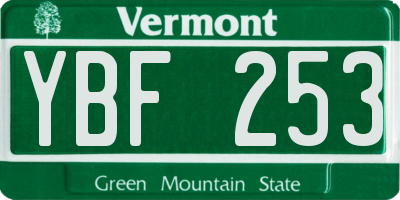 VT license plate YBF253