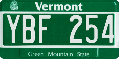 VT license plate YBF254