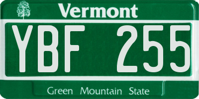 VT license plate YBF255