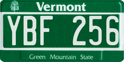 VT license plate YBF256