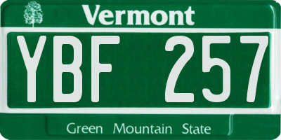 VT license plate YBF257