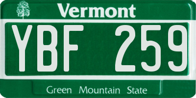 VT license plate YBF259