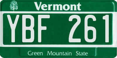 VT license plate YBF261