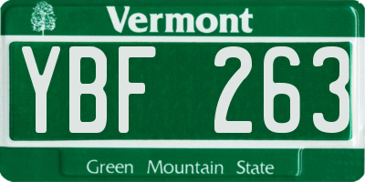 VT license plate YBF263