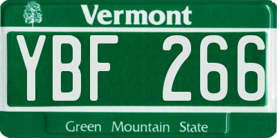 VT license plate YBF266