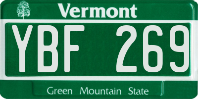 VT license plate YBF269