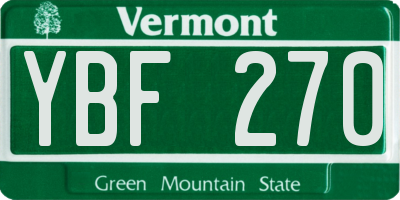 VT license plate YBF270
