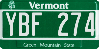 VT license plate YBF274