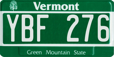 VT license plate YBF276