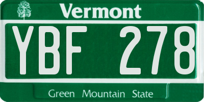 VT license plate YBF278