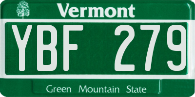 VT license plate YBF279