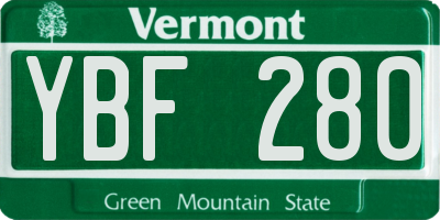 VT license plate YBF280