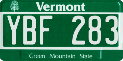 VT license plate YBF283