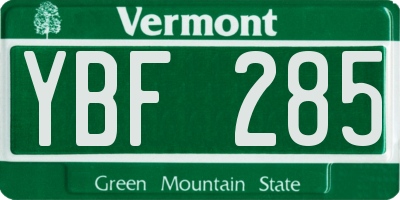 VT license plate YBF285