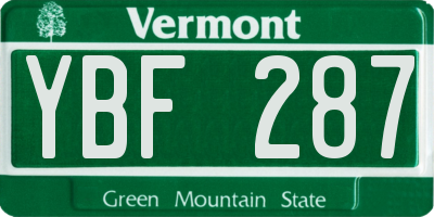 VT license plate YBF287