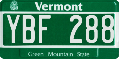 VT license plate YBF288
