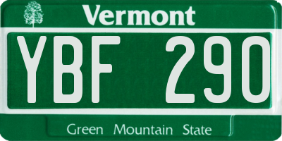 VT license plate YBF290