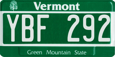 VT license plate YBF292
