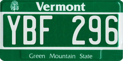 VT license plate YBF296