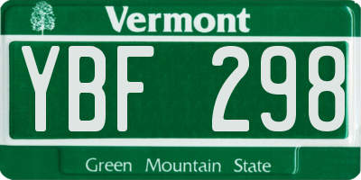 VT license plate YBF298