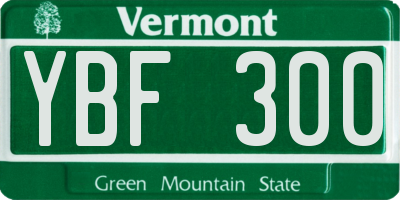 VT license plate YBF300