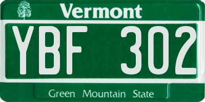 VT license plate YBF302