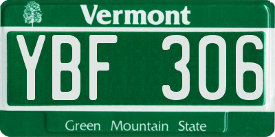 VT license plate YBF306