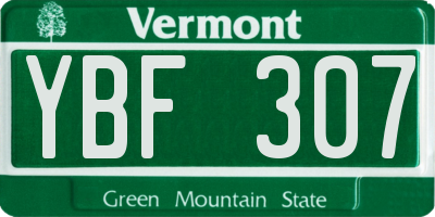 VT license plate YBF307