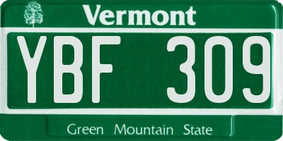 VT license plate YBF309
