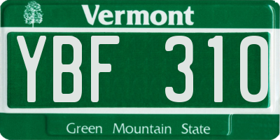 VT license plate YBF310
