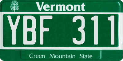 VT license plate YBF311