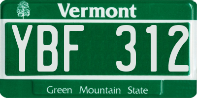 VT license plate YBF312