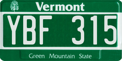 VT license plate YBF315