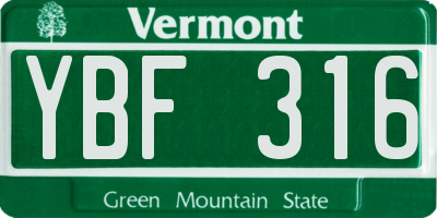 VT license plate YBF316