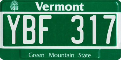 VT license plate YBF317