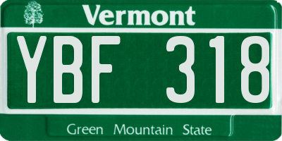 VT license plate YBF318