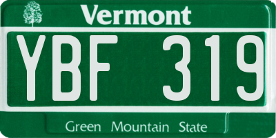 VT license plate YBF319