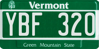 VT license plate YBF320