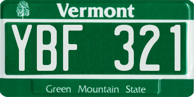 VT license plate YBF321