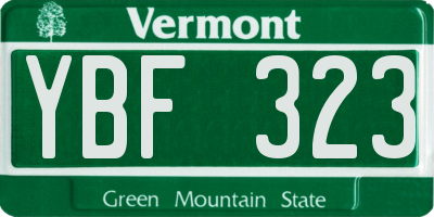 VT license plate YBF323