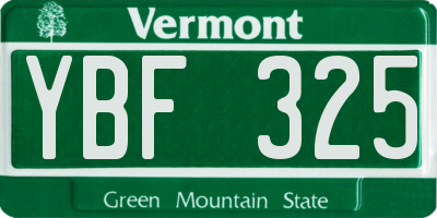 VT license plate YBF325