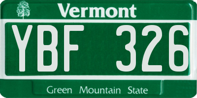 VT license plate YBF326