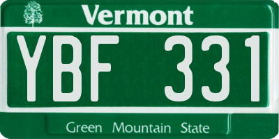 VT license plate YBF331