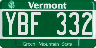 VT license plate YBF332