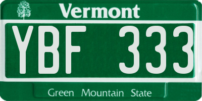 VT license plate YBF333
