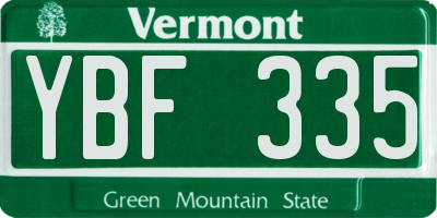VT license plate YBF335