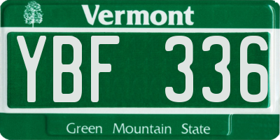 VT license plate YBF336
