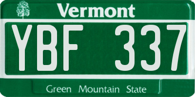 VT license plate YBF337