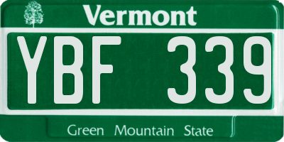 VT license plate YBF339